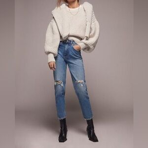Zara Straight Leg Distressed Jeans